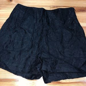 Black high waisted lace shorts